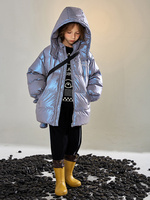 Blouson d'hiver pour garçons, matière brillante, bouffant, à la mode