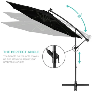 <span class=keywords><strong>Parasol</strong></span> de terrasse de marché extérieur suspendu à LED solaire de 10 pieds avec inclinaison réglable - Product Image 4