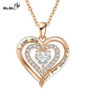 Vente flash Pendentif en zircon cubique étincelant Amour éternel Collier <span class=keywords><strong>pour</strong></span> maman Cadeau <span class=keywords><strong>pour</strong></span> la fête des mères Saint-Valentin - Product Image 1
