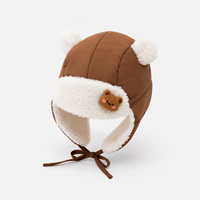 Chapeau de trappeur avec oreilles d'ours, doublure matelassée en fausse fourrure, cache-oreilles et sangle de menton pour tout-petits, enfants, vente en gros