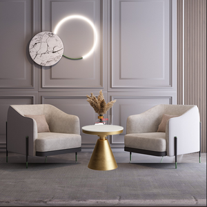 Ensemble <span class=keywords><strong>de</strong></span> chaise <span class=keywords><strong>de</strong></span> réception et table basse <span class=keywords><strong>de</strong></span> style italien <span class=keywords><strong>de</strong></span> luxe léger pour hall d'hôtel, salon, salon <span class=keywords><strong>de</strong></span> beauté - Écologique et commercial - Product Image 1