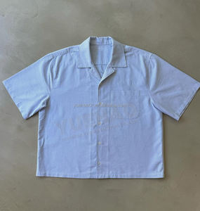 T-Shirt personalizzata <span class=keywords><strong>con</strong></span> bottone e borchie <span class=keywords><strong>con</strong></span> ricamo stampato a righe a maniche lunghe Oversize T-Shirt da uomo - Product Image 4