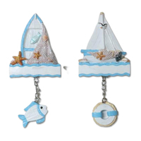 Aimant de réfrigérateur en résine en forme de bateau, souvenir nautique de la Méditerranée, collection de souvenirs touristiques de destination de plage, avec logo personnalisé