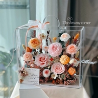 Premium Bloemenbox Eeuwige Rozen Acryl Home Decor Draagbare Geconserveerde Geschenken