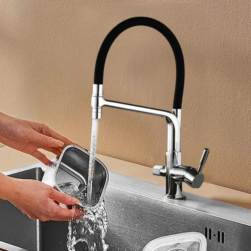 Watermark rubinetto da cucina estraibile con una maniglia con spruzzatore, miscelatore per lavello da cucina estraibile ad arco alto
