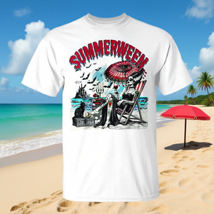 Summerween Halloween Vintage Beach T-Shirt Design de personnage d'horreur - Product Image 3