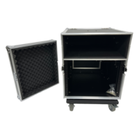 Flight case OEM 8U+4U de haute qualité pour amplificateur d'affichage karaoké, avec couvercle rabattable, vérins hydrauliques, roulettes pivotantes à 4 roues, étanchéité IP67