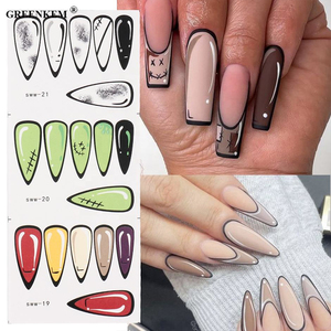 12 motifs de stickers pour ongles à l'eau, tendance 2023, autocollants pour manucure <span class=keywords><strong>française</strong></span>, sliders pour nail art, autocollants pour nail art de dessin animé - Product Image 5