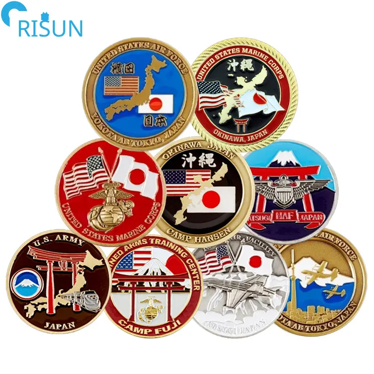 फ़ैक्टरी अनुकूलित 3डी इनेमल जापान जापानी माउंट फ़ूजी स्मारक चैलेंज सिक्का कस्टम जापान चैलेंज सिक्का