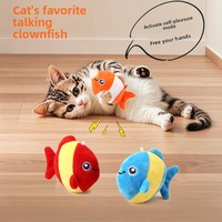 Ensemble de jouets en peluche multicolores en forme de mini-poisson-clown avec herbe à chat, yeux brodés, mignon poisson de mer, jouet interactif pour animaux de compagnie