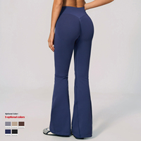 Celana Olahraga Kustom OEM ODM dengan Kaki Melebar, Bahan Stretch Empat Arah, Model Butt Scrunch, Celana Atletik Panjang, Celana Yoga Fitness Wanita