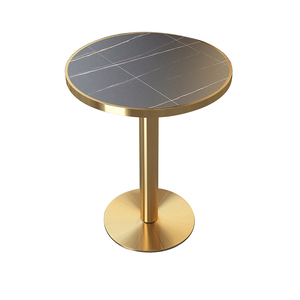 Mesa de Negociación Comercial de Lujo para Restaurante Occidental, con Tablero de Piedra y Borde de Aleación de Aluminio Dorado, para Hotel - Product Image 5