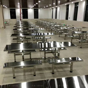 Mesa de Comedor Moderna Ajustable de Acero Inoxidable para Cuatro Personas, para Hogar, Granja, Taller, Oficina, Escuela, Cafeterías y Restaurantes - Product Image 2