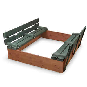 Grand <span class=keywords><strong>bac</strong></span> à <span class=keywords><strong>sable</strong></span> en <span class=keywords><strong>bois</strong></span> de pin naturel pour enfants, banc pliable et couverture, assemblage facile pour une utilisation intérieure/extérieure avec jouets décoratifs - Product Image 5