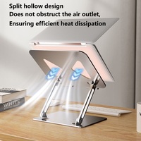 Support pour ordinateur portable pliable en acier au carbone - Support pour ordinateur portable réglable en angle avec base antidérapante en métal et trous de ventilation