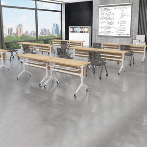 <strong>Foldable</strong> Wood Meeting and Training Table with Castors Modern Office <strong>Desk</strong> for School Training Rooms and Hotel Conferences - Product Image 5