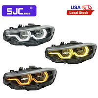 SJC USA STOCK V3 LED-Scheinwerfer für BMW F32 F36 F80 F82 Dreifarbige Gelb-Weiß-Amber DRL Silbernes Gehäuse Scheinwerfer-Set