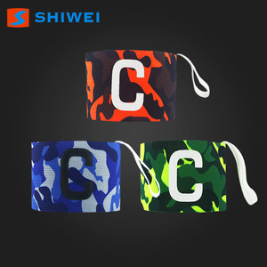 Brassard de capitaine de football Shiwei, camouflage vert bleu orange, respirant, adhésif, unisexe, adulte, pour sports de plein air - Product Image 5