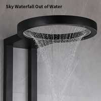 Robinet de douche mural design moderne en cuivre noir mat brossé, barre coulissante, 1 poignée, valve en céramique, affichage numérique, jet doux