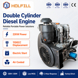 Moteur diesel bicylindre 22 kW 30 CV 1100 cm³ à démarrage électrique, refroidi par air, 4 temps, pour générateur, directement de l'usine - Product Image 1