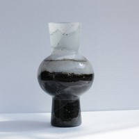 Vase en verre soufflé à la main Bixuan, luxe moderne, blanc et noir avec des taches dorées, centre de table décoratif