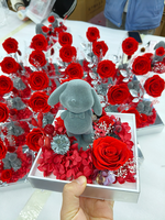 Rose éternelle de haute qualité, cadeau en forme d'ours en peluche ou de lapin, rose éternelle faite à la main, boîte en verre acrylique, Saint-Valentin, Noël