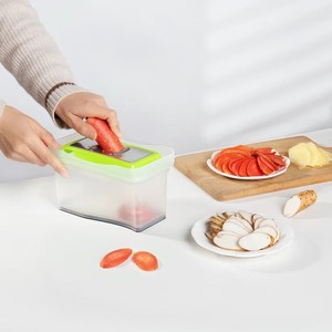 <b>Multifunctional</b> <b>Vegetable</b> <b>Cutter</b> Green 3-In-1 Stainless Steel Blade Kitchen Slicer For Carrot Potato Cucumber Onion - Product Image 1