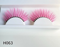 Private Label 3D Fourrure De Vison Rose 11-17mm Faux Cils Dramatiques Colorés Cheveux Synthétiques Cils Naturels Longs Cils De Couleur