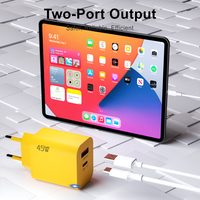 Chargeur rapide USB C 45W PD, adaptateur mural universel avec charge rapide QC3.0 pour téléphones mobiles, modèle C107