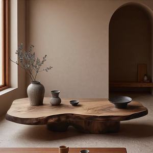 <span class=keywords><strong>Table</strong></span> <span class=keywords><strong>basse</strong></span> ronde moderne et portable pour salon avec rangement, étagère ouverte à 2 niveaux, meuble en bois pour chambre, bureau, appartement - Product Image 6