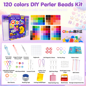 ชุดลูกปัดเพอร์เลอร์ <span class=keywords><strong>DIY</strong></span> 24/48/72/96/120 สี ขนาด 2.6 มม. พร้อมอุปกรณ์ครบชุด สำหรับเด็ก สร้างสรรค์<span class=keywords><strong>งาน</strong></span><span class=keywords><strong>ศิลปะ</strong></span>พิกเซล ของเล่นงานฝีมือ ลูกปัดรีดร้อน - Product Image 1