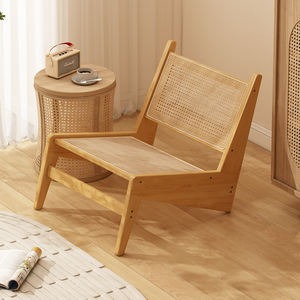 Modern Wabi-Sabi Style Single Sofa <strong>Chair</strong> with <strong>Bamboo</strong> Backrest for Living Room &amp; Balcony - Product Image 1