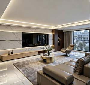 Meuble TV bas personnalisé BALOM avec 3 portes et 2 tiroirs, unité multimédia en bois pour téléviseur de 70 pouces, meuble de rangement pour salon, meubles de maison - Product Image 2