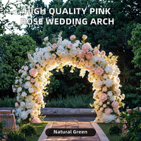 Arche en U style verdoyant rose matinal, mur floral artificiel 3D écologique en métal, toile de fond pour mariage, hauteur 200 cm, largeur 240 cm