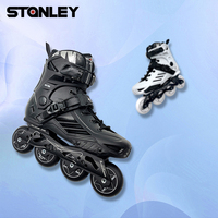 Patins à roulettes de slalom en ligne STANLEY S2 professionnels et abordables, cadre en aluminium, 4 roues, pour adultes, coque en polypropylène noir, roulements ABEC-7