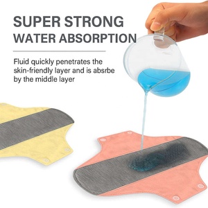 Serviettes hygiéniques lavables en tissu de graphène de couleur unie réutilisables Confort respirant Serviette menstruelle - Product Image 5
