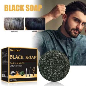 Oscurecimiento Restaurar <span class=keywords><strong>Barba</strong></span> y Jabón de Color Natural Gris Blanco a Negro Tinte Barra de Champú Fijación del Cabello - Product Image 2