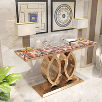 Table console moderne de luxe pour salon, entrée, couloir étroit, table d'entrée, plateau en marbre avec acier inoxydable, 2021