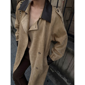 Cappotto Lungo da Donna in <span class=keywords><strong>Pelle</strong></span> Scamosciata e Velluto con Dettagli Vintage di Lusso, Personalizzabile con Logo, per l'Autunno - Vendita all'Ingrosso - Product Image 1