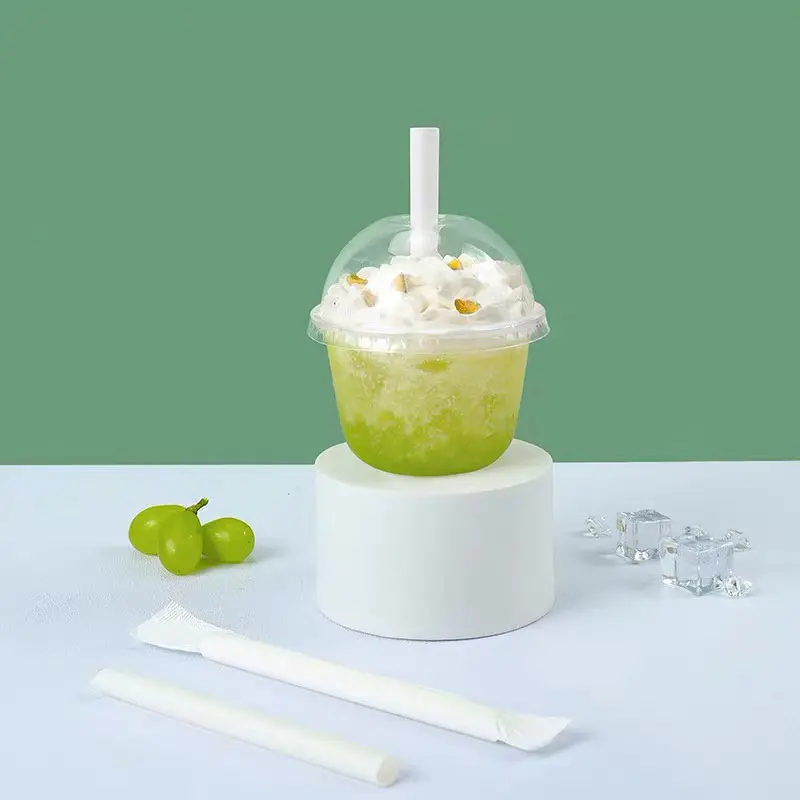 PLA Phân Hủy Sinh Học Dùng Một Lần U Hình Phẳng Dưới Bong Bóng Trà Sữa Trà Boba Tea Cup Với Nắp