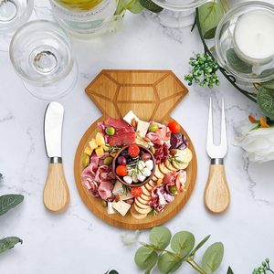 Assiette de service en bois Dinghong en forme de losange, en bambou, pour mariages, fêtes, plateau à fromage et pain - Product Image 3