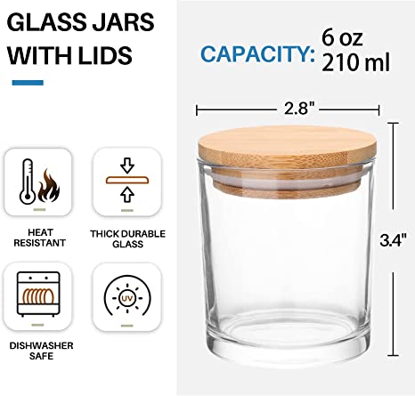 Sapphire Blue Glass Candle Jars with Lids 6 oz glass candle jar