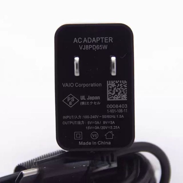 Laptop Charger for SONY 65W 20V 3.25A USB-C Power Adapter Charger for SONY VAIO SX12 SX14 Z Series