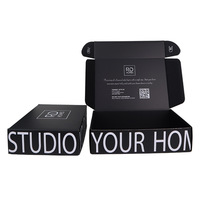 Emballage en carton ondulé noir avec logo personnalisé, boîte en carton d'expédition, boîte pliante personnalisée mate, boîtes postales