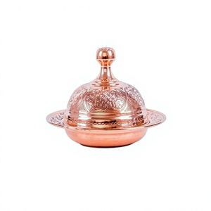 Plato de mantequilla de cobre de diseño único, forma redonda, tamaño personalizado, plato de mantequilla de cobre con tapa, vajilla, plato de mantequilla - Product Image 1