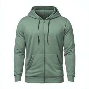 Sudadera con Capucha de Punto para Hombre, Color Sólido, Cierre Completo, Corte Regular, Informal, para Otoño - Product Image 1