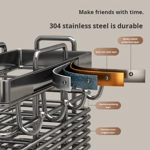 Porta Bacchette Moderno e Semplice da <span class=keywords><strong>Cucina</strong></span> in <span class=keywords><strong>Acciaio</strong></span> Inox 304 con Drenaggio per Bacchette, Coltelli e Cucchiai - Product Image 2