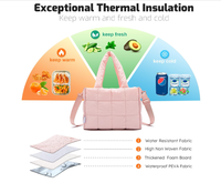 Sac fourre-tout matelassé isotherme en nylon pour femme Lifestyle, sac à déjeuner rembourré léger et imperméable pour le travail, les pique-niques