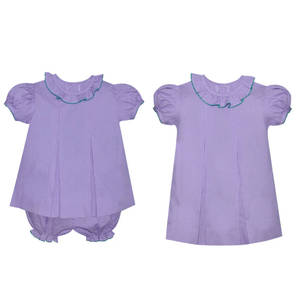 Su misura Mardi Gras Gingham in cotone 100% bambino ragazze vestito con colletto con volant manica della tazza per la fascia di età - Product Image 1