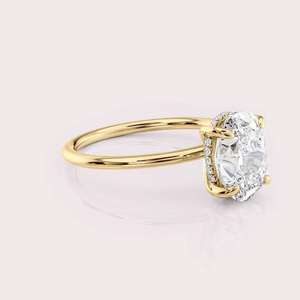 Bague solitaire en diamant de laboratoire taille coussin en or blanc/jaune/rose 18 carats, bijoux de fiançailles personnalisés - Product Image 3